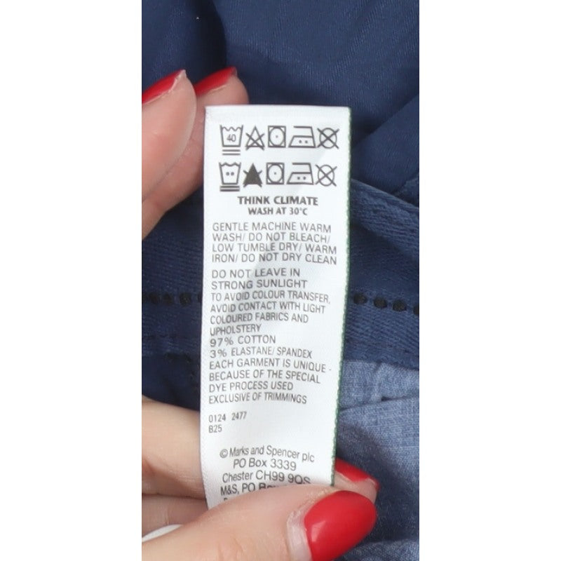 Marks & Spencer Women’s Blue Size 16 Cotton Chino Cuffed Shorts