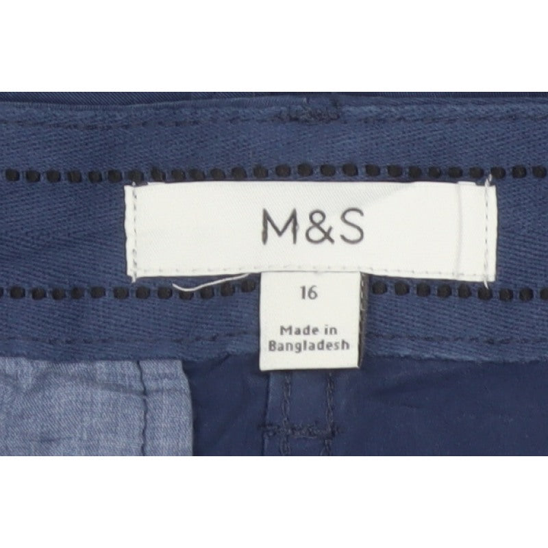 Marks & Spencer Women’s Blue Size 16 Cotton Chino Cuffed Shorts