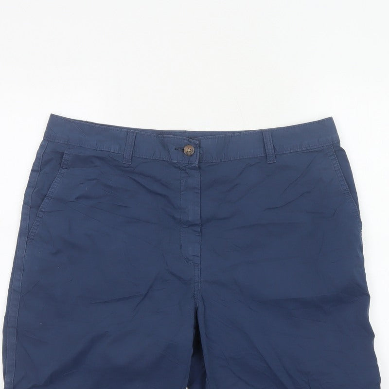 Marks & Spencer Women’s Blue Size 16 Cotton Chino Cuffed Shorts