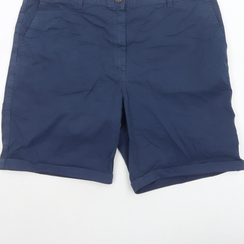 Marks & Spencer Women’s Blue Size 16 Cotton Chino Cuffed Shorts
