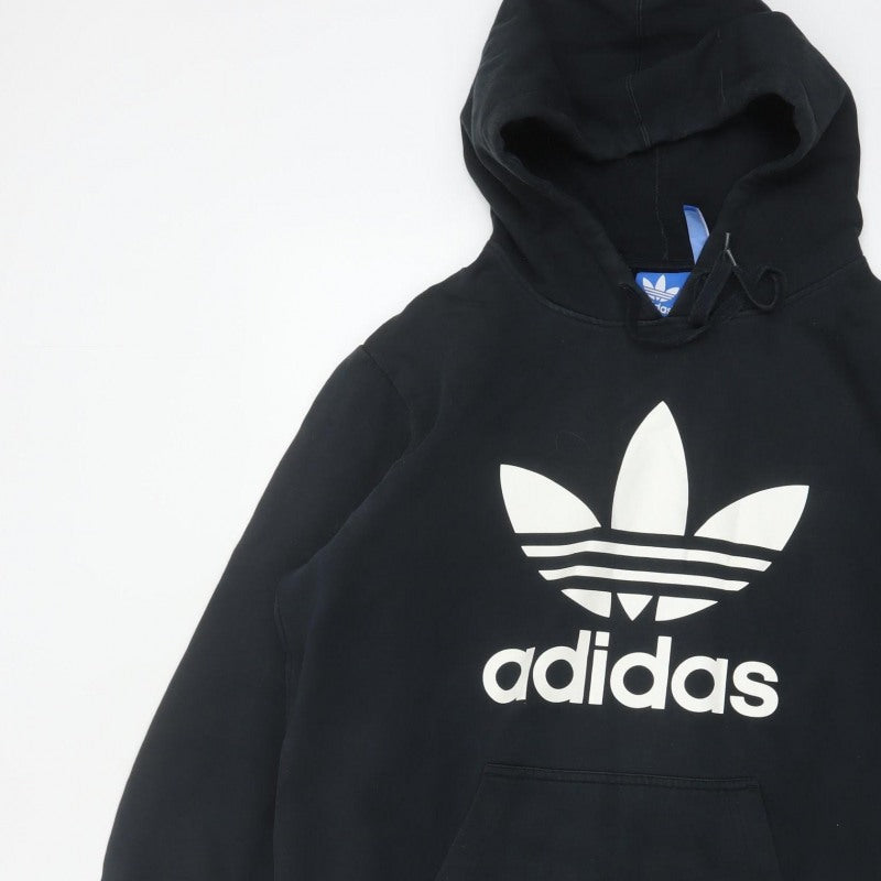 Adidas Men’s Black M Trefoil Logo Pullover Hoodie Graphic Print