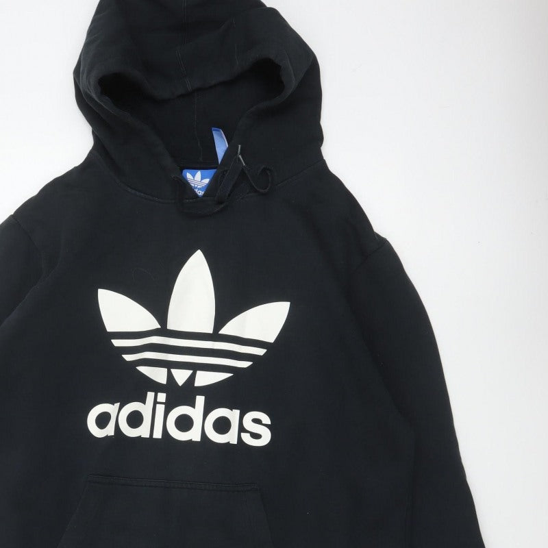 Adidas Men’s Black M Trefoil Logo Pullover Hoodie Graphic Print