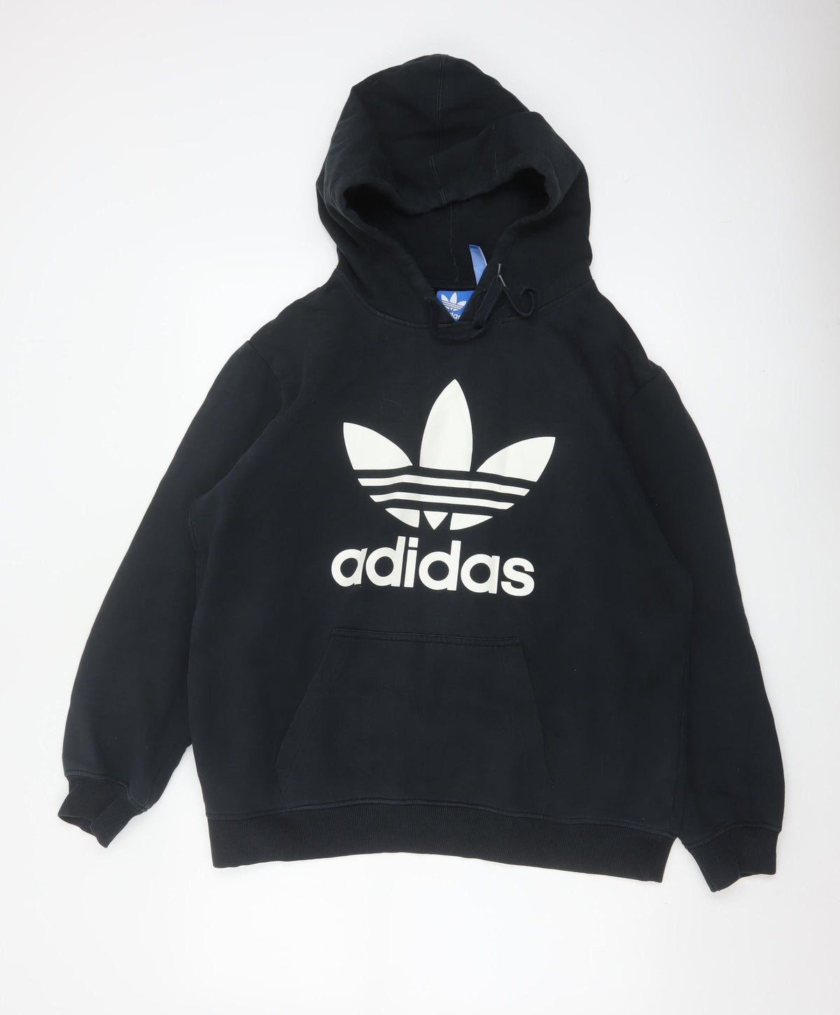 Adidas Men’s Black M Trefoil Logo Pullover Hoodie Graphic Print
