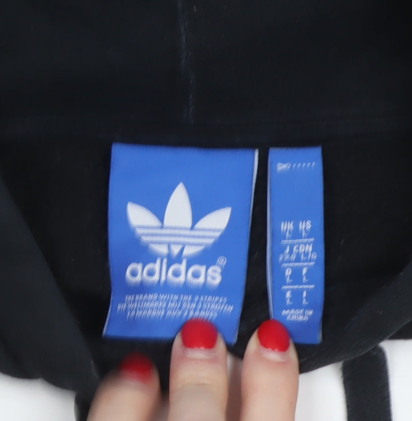 Adidas Men’s Black M Trefoil Logo Pullover Hoodie Graphic Print