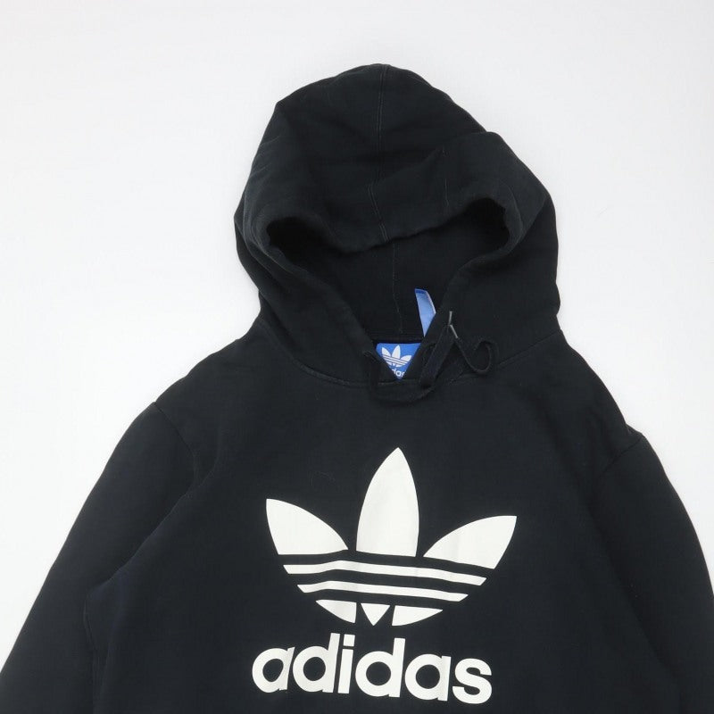 Adidas Men’s Black M Trefoil Logo Pullover Hoodie Graphic Print