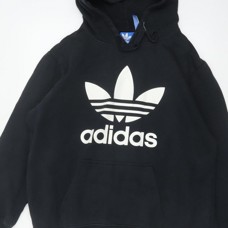 Adidas Men’s Black M Trefoil Logo Pullover Hoodie Graphic Print
