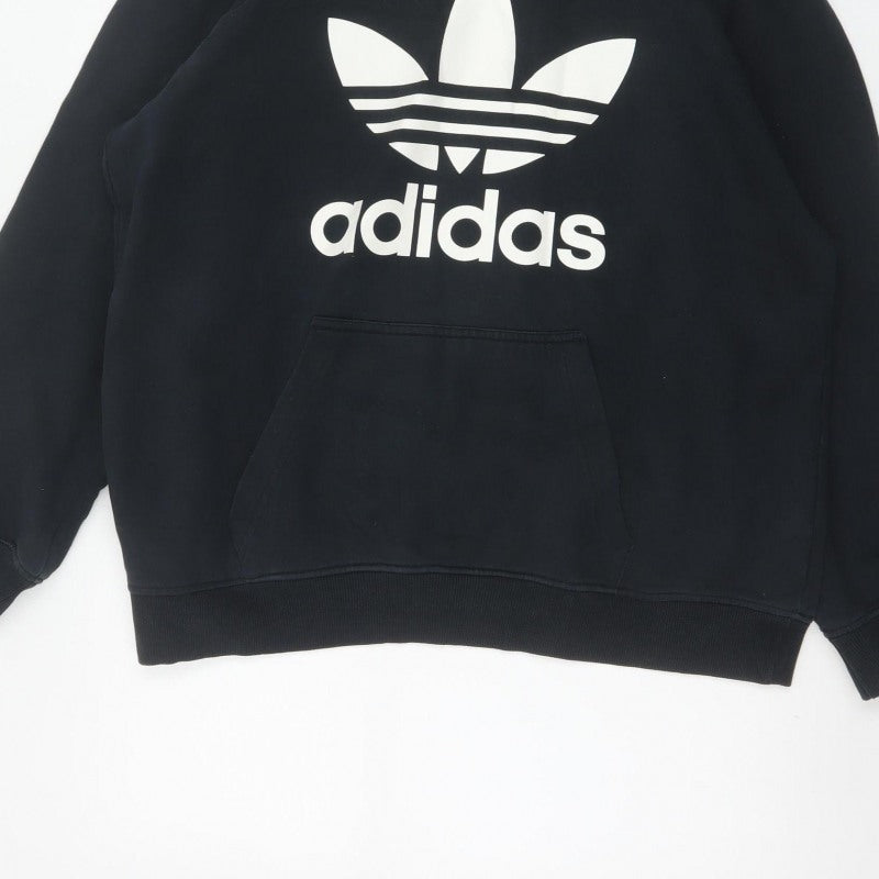 Adidas Men’s Black M Trefoil Logo Pullover Hoodie Graphic Print