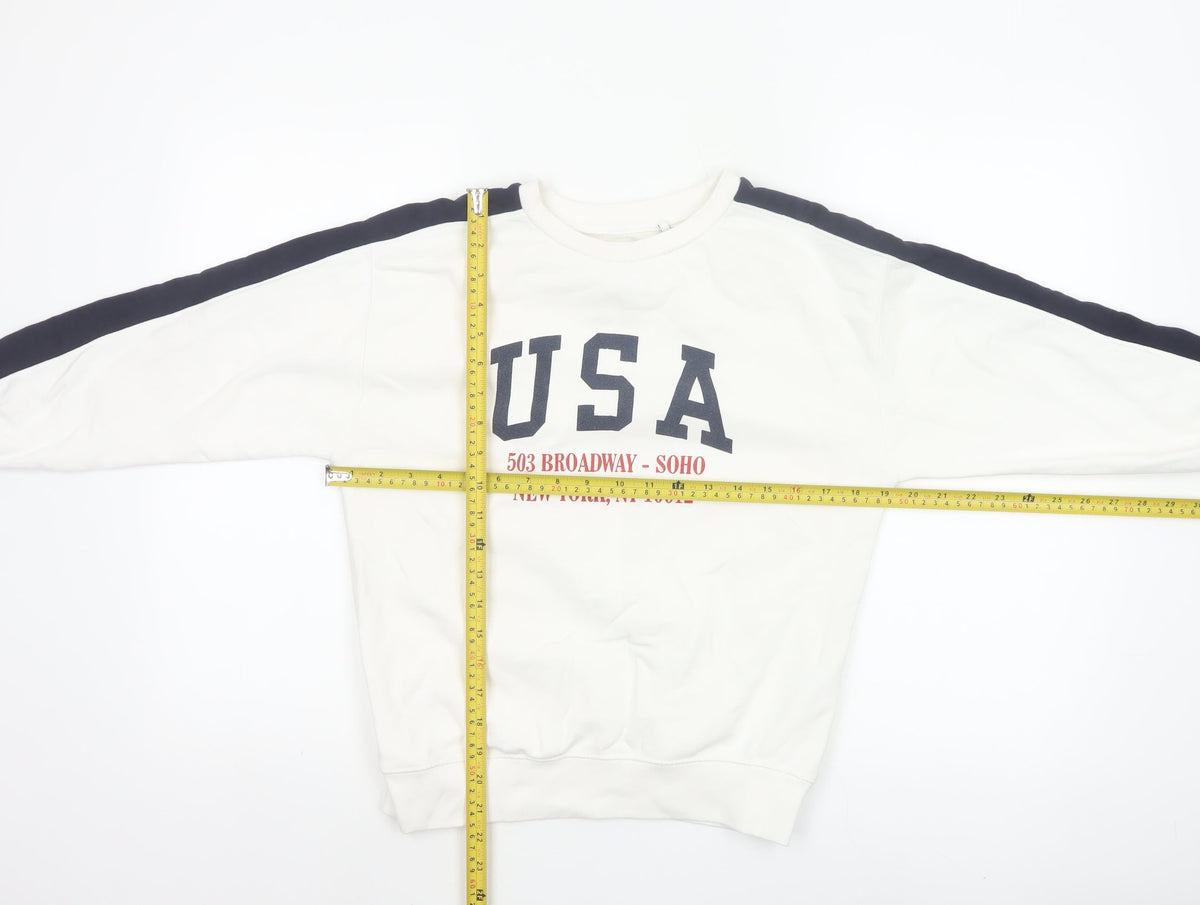 Zara Boys Ivory USA Graphic Print Pullover Sweatshirt Age 10 Years