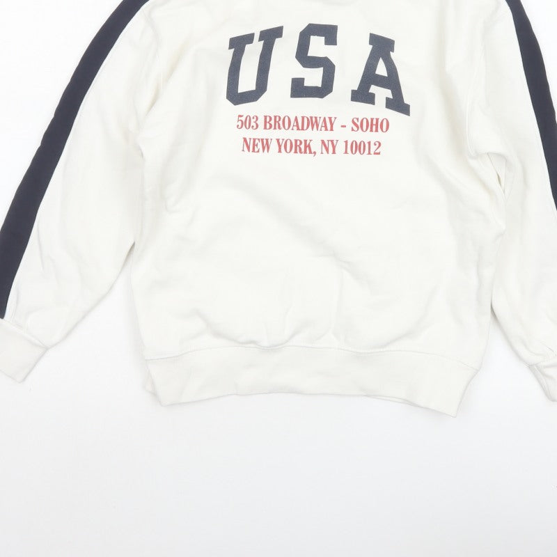 Zara Boys Ivory USA Graphic Print Pullover Sweatshirt Age 10 Years