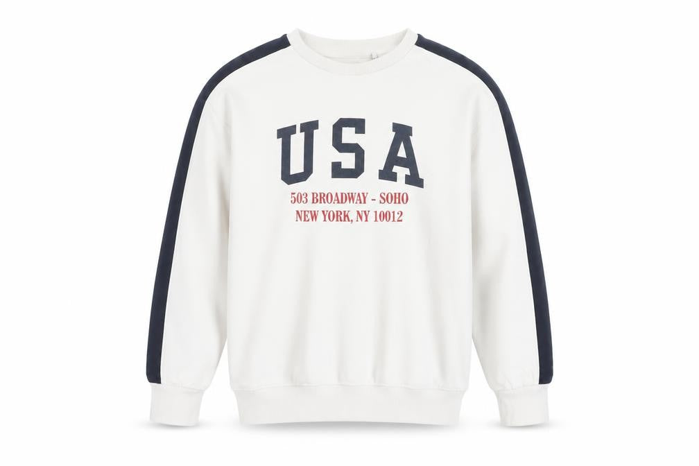 Zara Boys Ivory USA Graphic Print Pullover Sweatshirt Age 10 Years