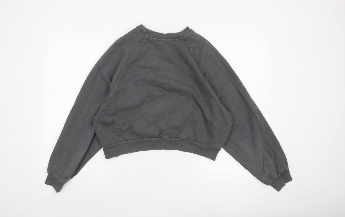 Levi's Premium Women's Grey M Cropped Embroidered Logo Raglan Sweatshirt