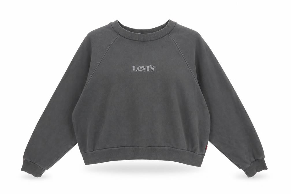 Levi's Premium Women's Grey M Cropped Embroidered Logo Raglan Sweatshirt