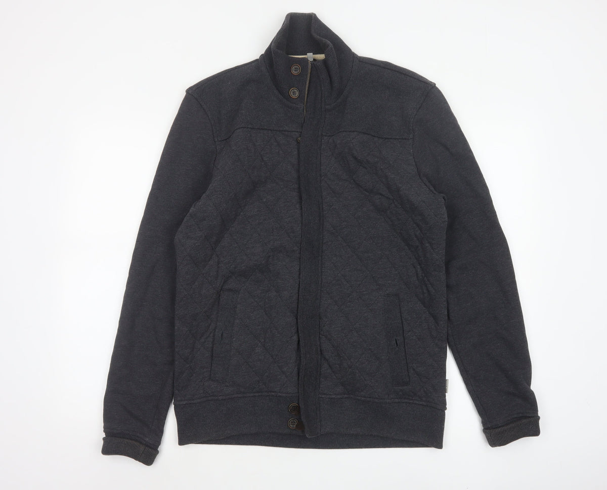 Ted Baker Men’s Grey M Quilted Cotton Blend Zip Jacket