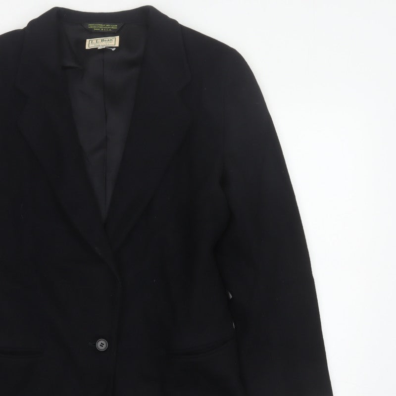 L.L.Bean Women's Black UK 10 Single-Breasted Blazer Made in USA
