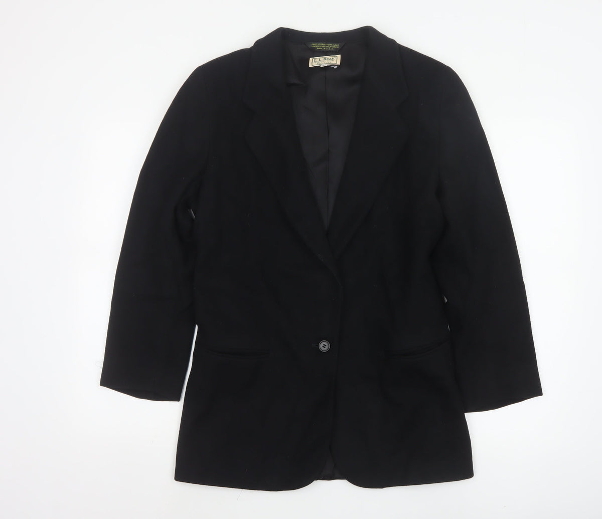 L.L.Bean Women's Black UK 10 Single-Breasted Blazer Made in USA