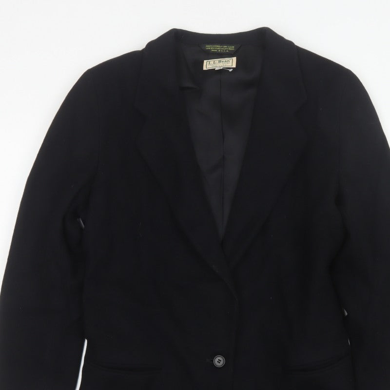L.L.Bean Women's Black UK 10 Single-Breasted Blazer Made in USA