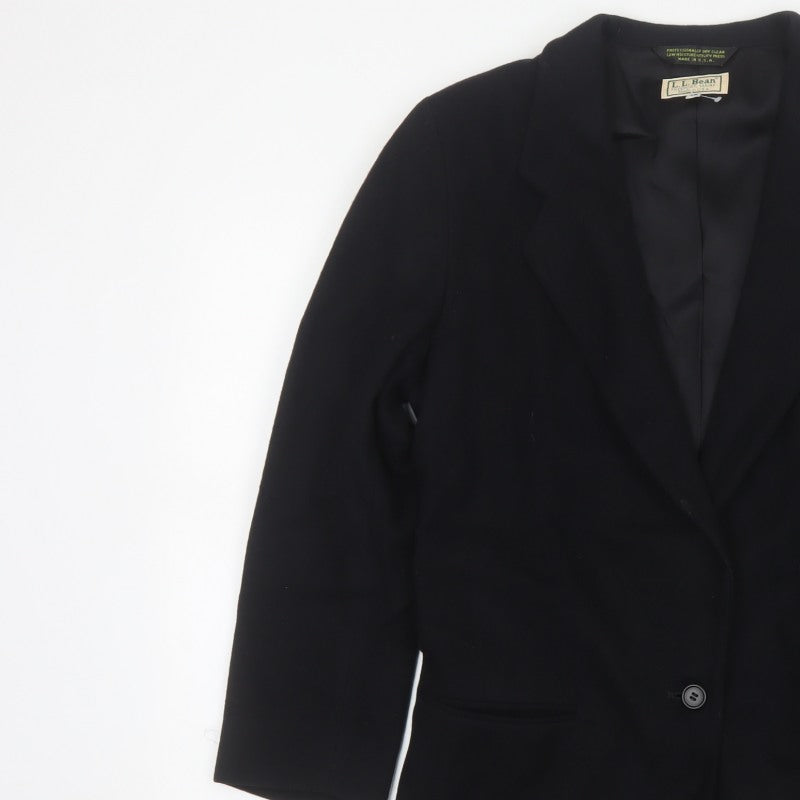 L.L.Bean Women's Black UK 10 Single-Breasted Blazer Made in USA