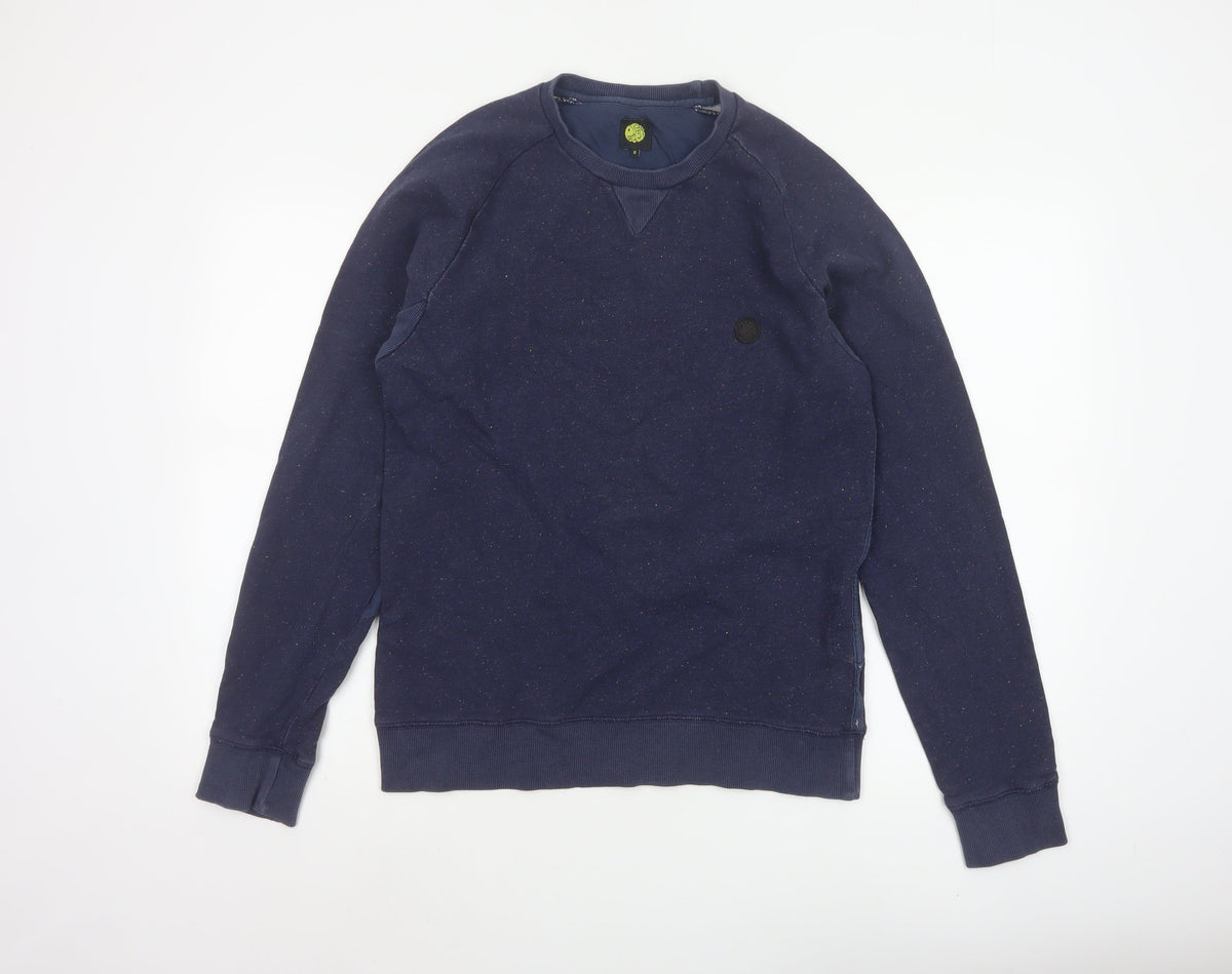 Deus Ex Machina Men’s Blue Speckled Logo Crew Neck Sweatshirt S