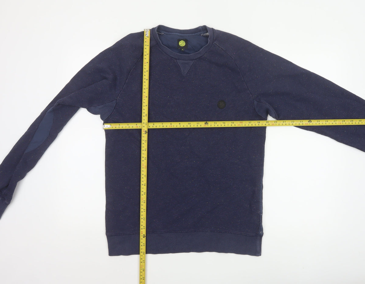 Deus Ex Machina Men’s Blue Speckled Logo Crew Neck Sweatshirt S