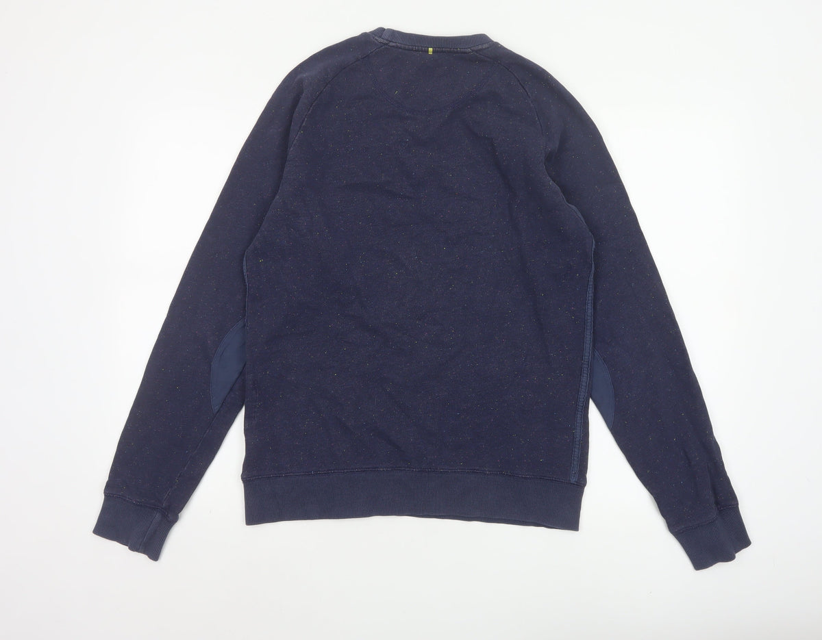 Deus Ex Machina Men’s Blue Speckled Logo Crew Neck Sweatshirt S