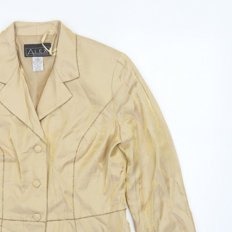 Alex Evenings Women’s Gold Size 12 Lined Formal Blazer Jacket