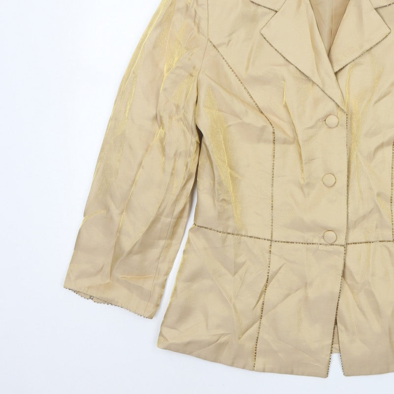 Alex Evenings Women’s Gold Size 12 Lined Formal Blazer Jacket
