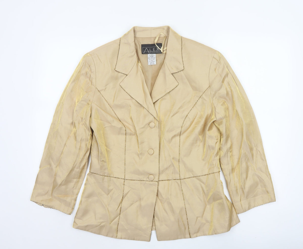 Alex Evenings Women’s Gold Size 12 Lined Formal Blazer Jacket