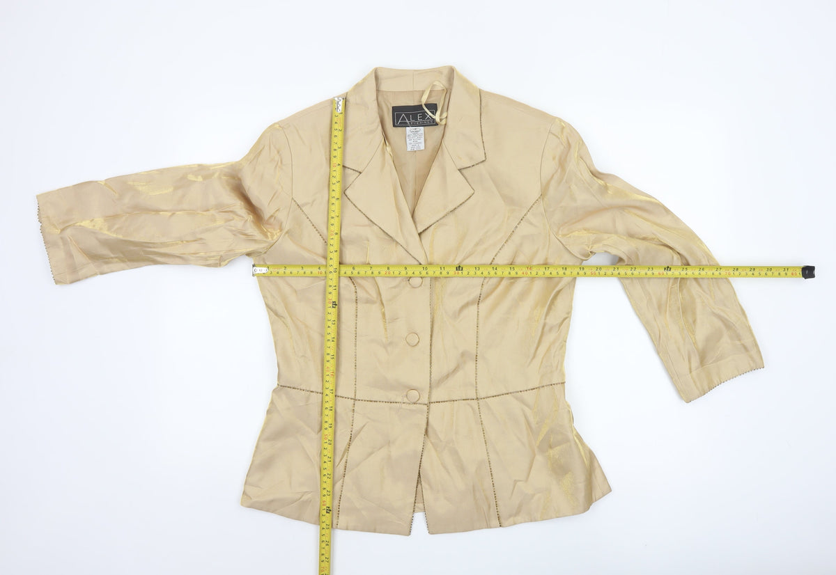 Alex Evenings Women’s Gold Size 12 Lined Formal Blazer Jacket