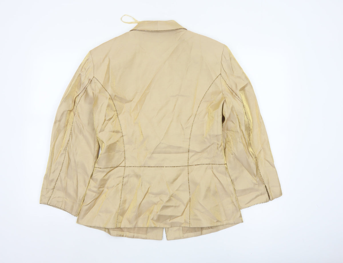 Alex Evenings Women’s Gold Size 12 Lined Formal Blazer Jacket