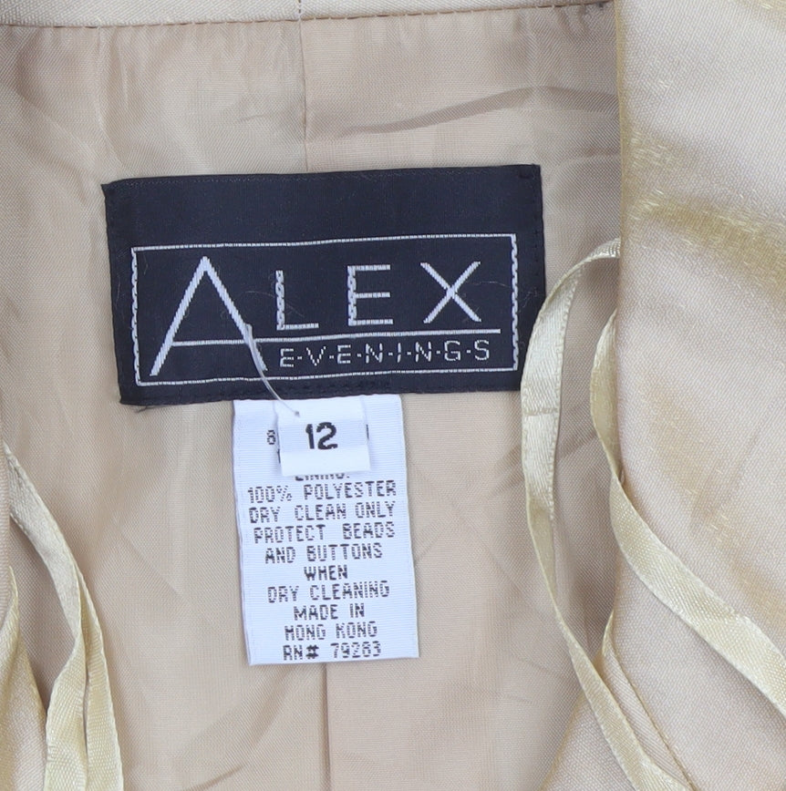 Alex Evenings Women’s Gold Size 12 Lined Formal Blazer Jacket