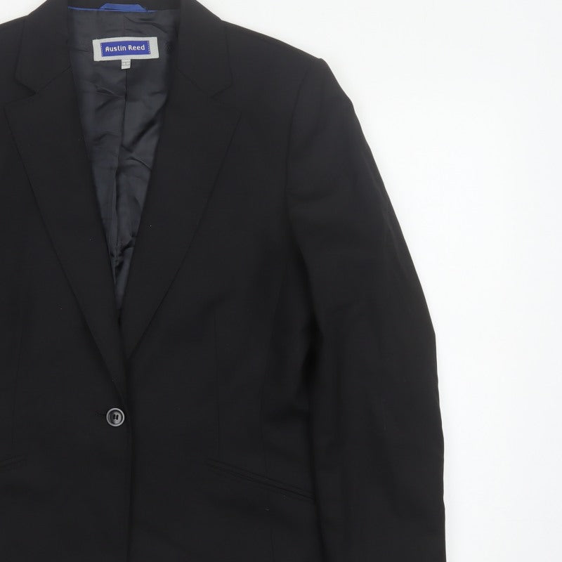 Austin Reed Women’s Black Wool Blazer UK 14 38in Tailored