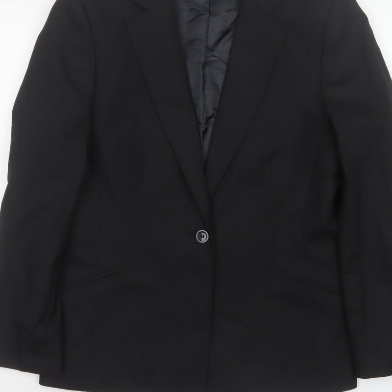 Austin Reed Women’s Black Wool Blazer UK 14 38in Tailored