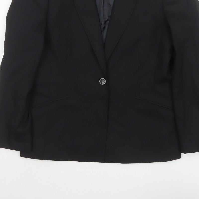 Austin Reed Women’s Black Wool Blazer UK 14 38in Tailored