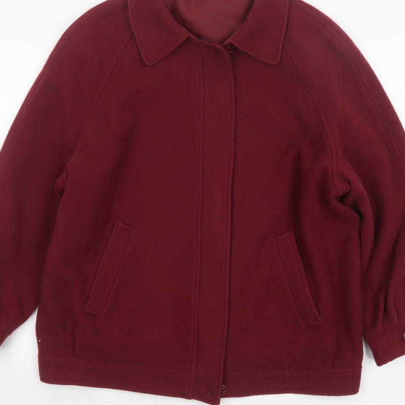 Edinburgh Women Red UK 14 Pure New Wool Vintage Basic Jacket