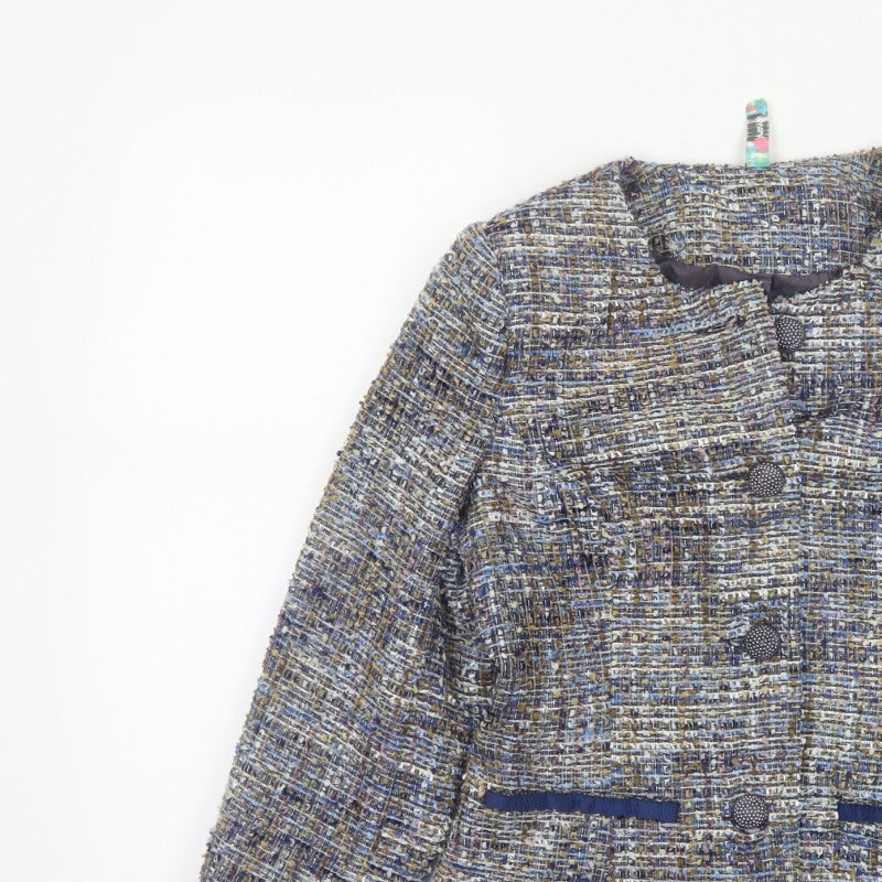 Amaryllis Women’s Blue Tweed Blazer Jacket UK 8 XS 4 Button Lined