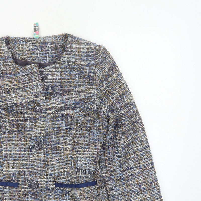 Amaryllis Women’s Blue Tweed Blazer Jacket UK 8 XS 4 Button Lined