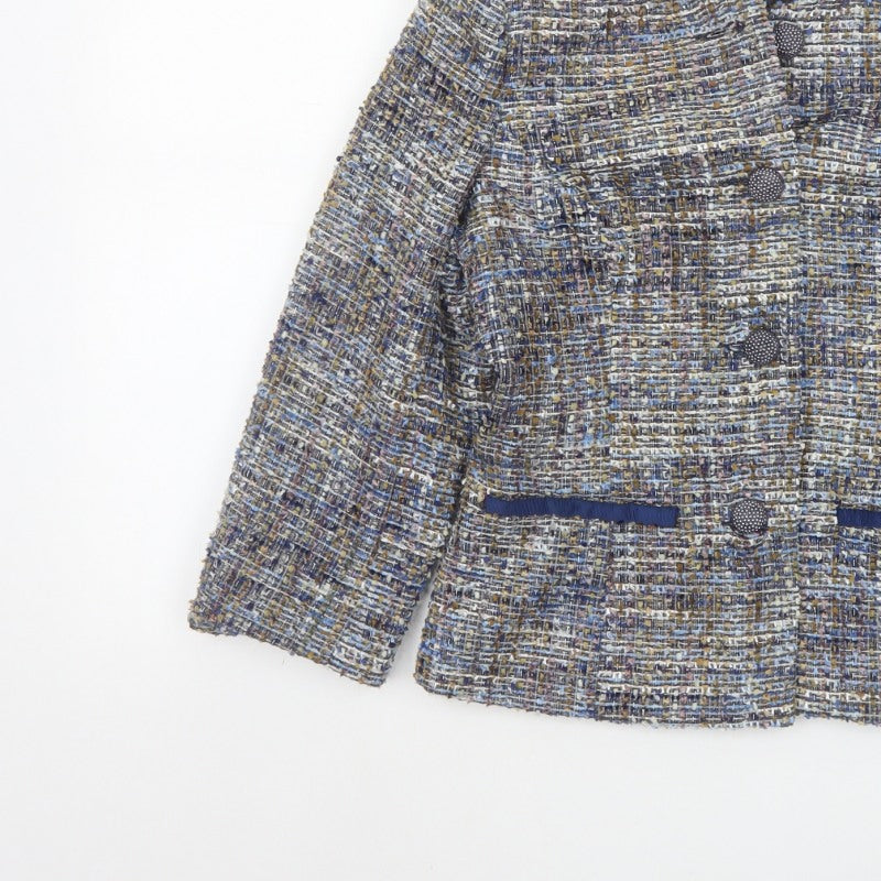 Amaryllis Women’s Blue Tweed Blazer Jacket UK 8 XS 4 Button Lined
