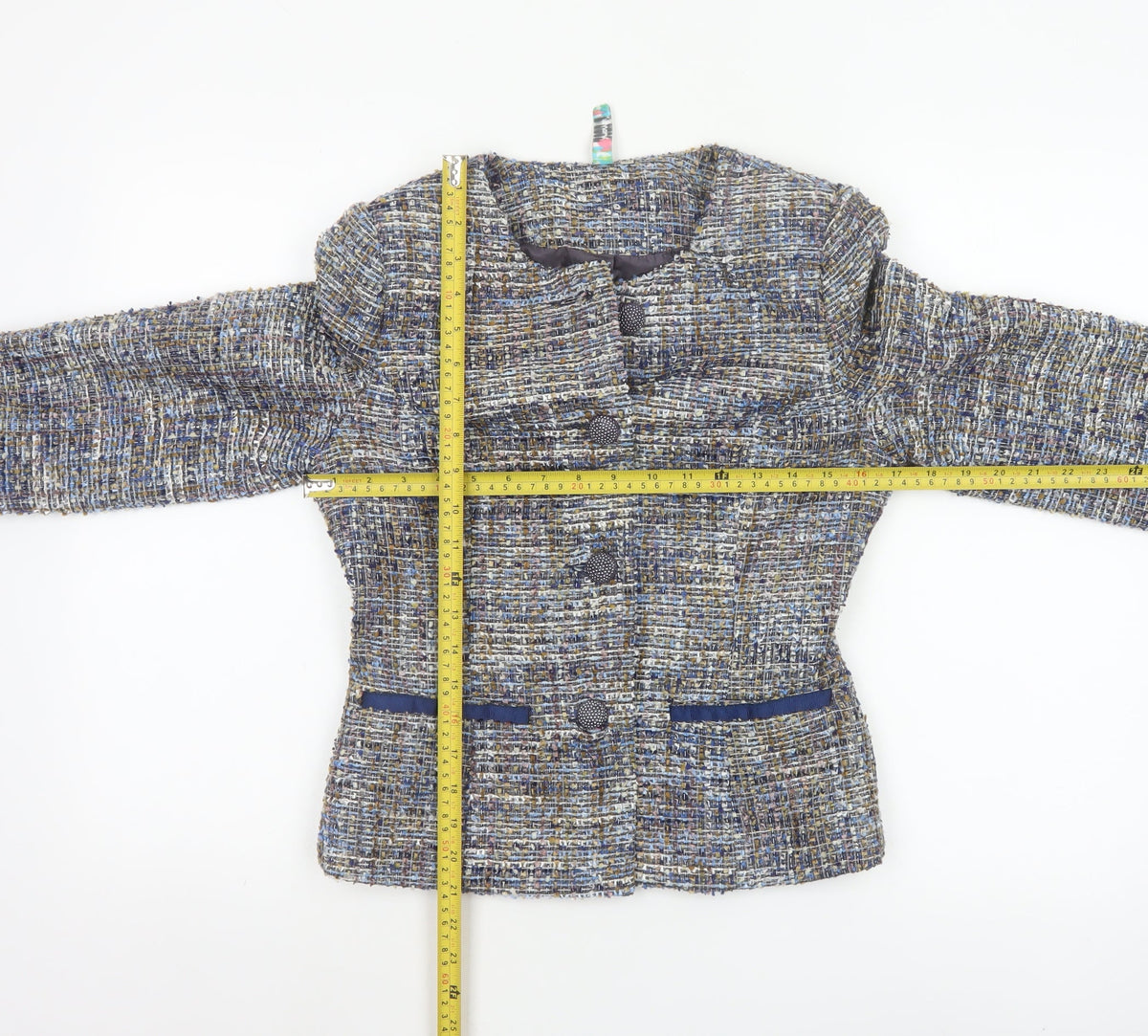 Amaryllis Women’s Blue Tweed Blazer Jacket UK 8 XS 4 Button Lined