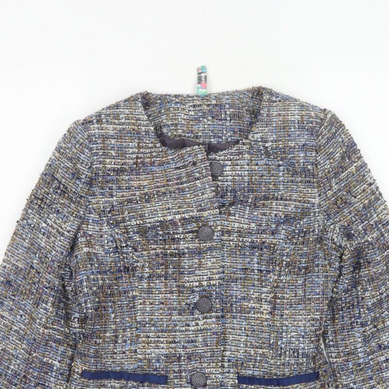 Amaryllis Women’s Blue Tweed Blazer Jacket UK 8 XS 4 Button Lined