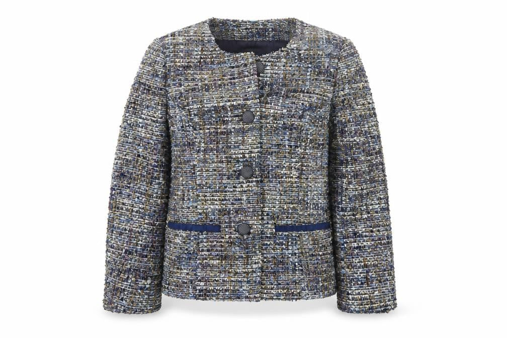 Amaryllis Women’s Blue Tweed Blazer Jacket UK 8 XS 4 Button Lined