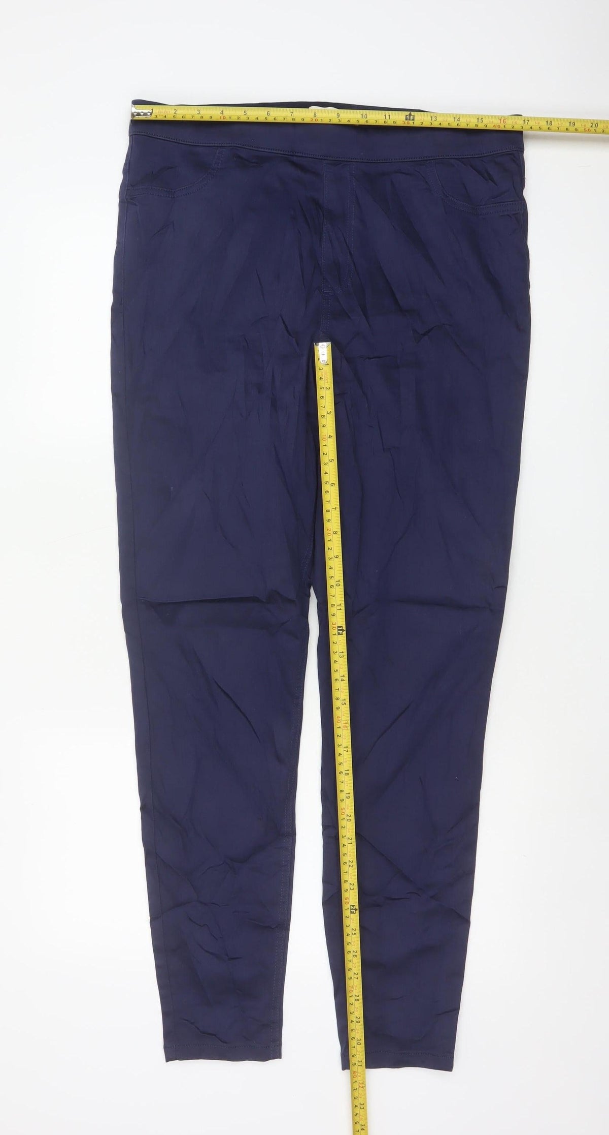Marks and Spencer Women's Navy UK 16 Long Stretch Chino Trousers
