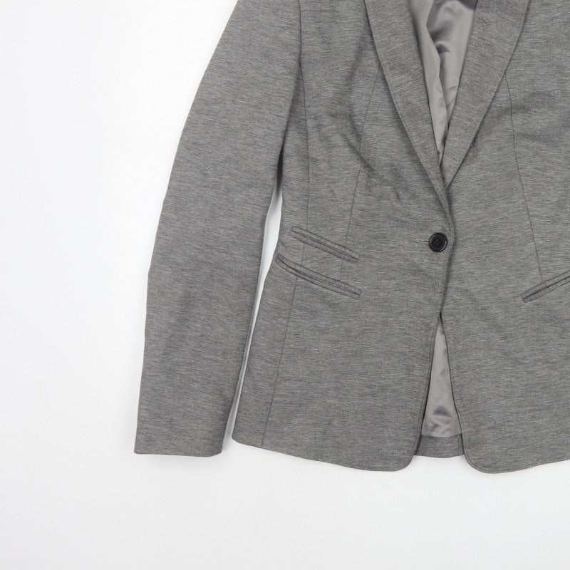 Marks and Spencer Women Grey Size 8 Tailored Stretch Blazer