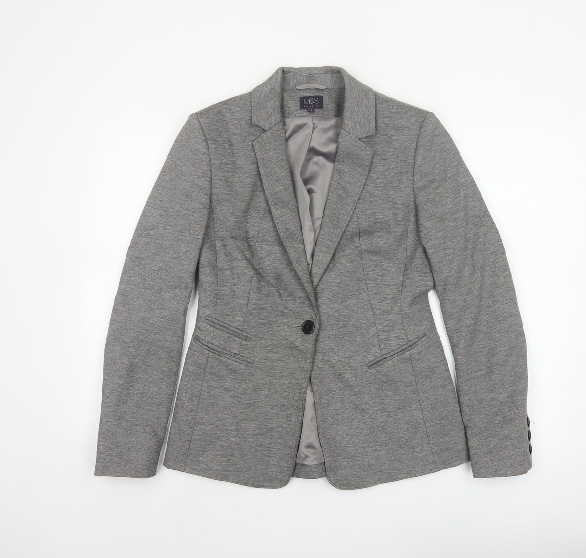 Marks and Spencer Women Grey Size 8 Tailored Stretch Blazer