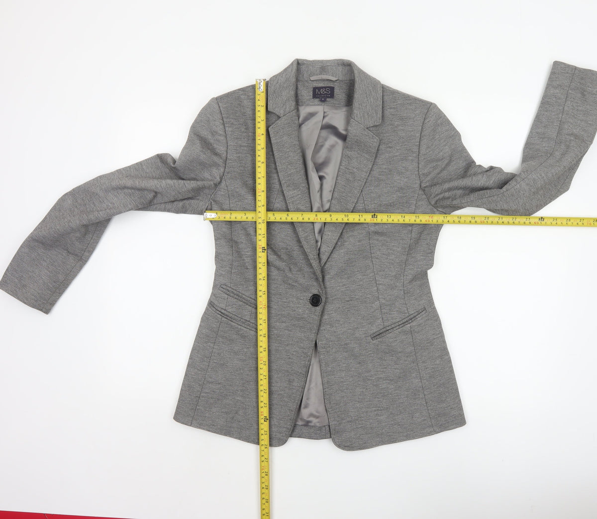 Marks and Spencer Women Grey Size 8 Tailored Stretch Blazer