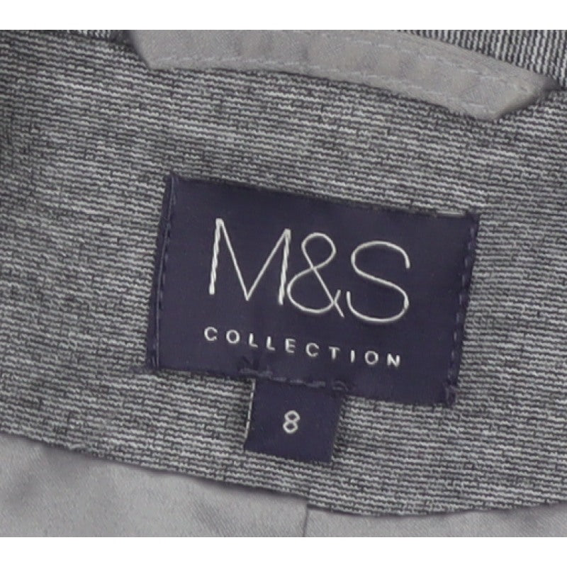 Marks and Spencer Women Grey Size 8 Tailored Stretch Blazer