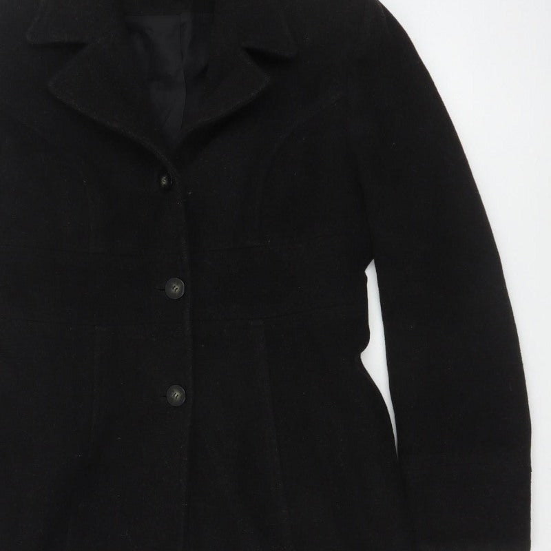 River Island Women’s Black UK 12 Mid-Length Single-Breasted Overcoat