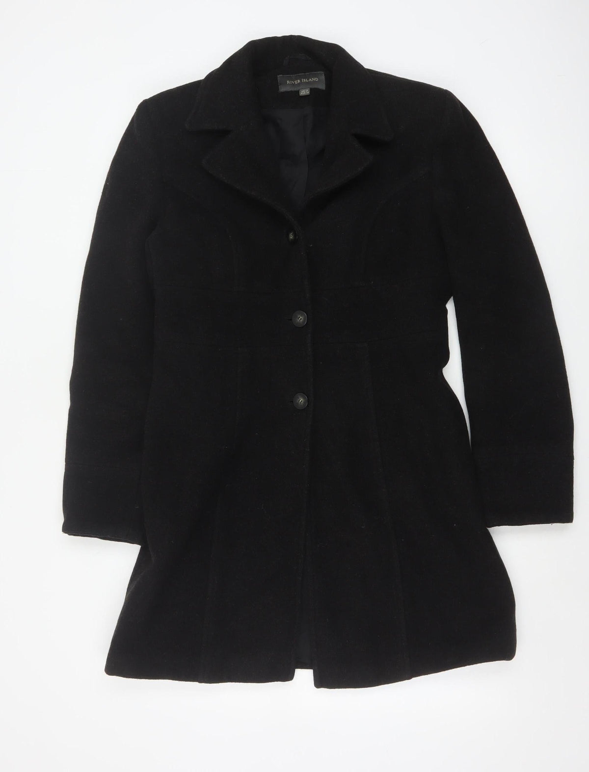 River Island Women’s Black UK 12 Mid-Length Single-Breasted Overcoat