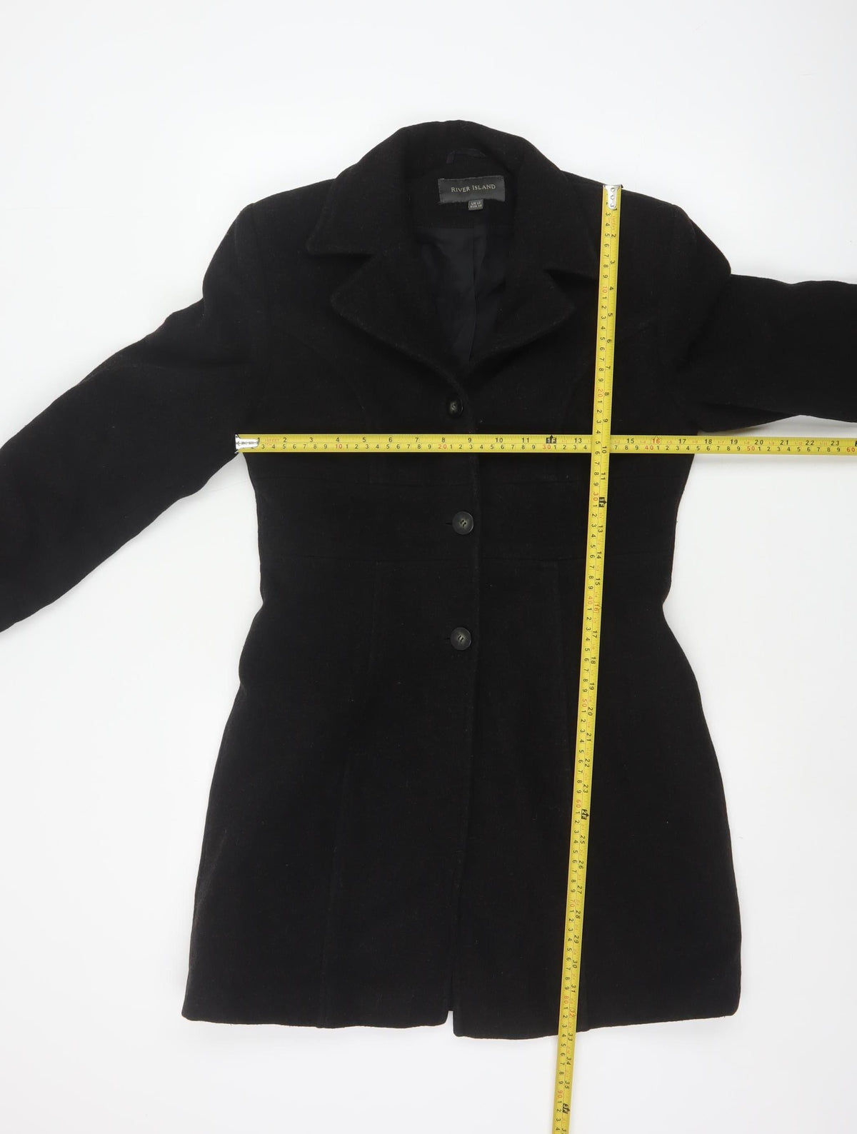River Island Women’s Black UK 12 Mid-Length Single-Breasted Overcoat