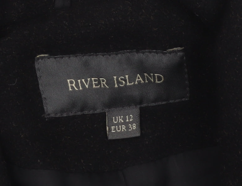 River Island Women’s Black UK 12 Mid-Length Single-Breasted Overcoat