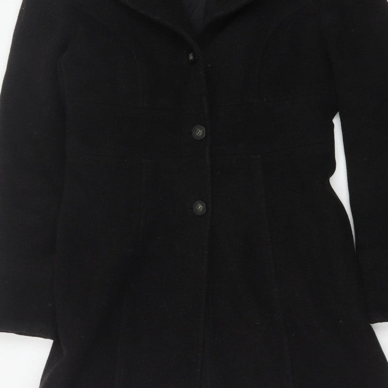 River Island Women’s Black UK 12 Mid-Length Single-Breasted Overcoat